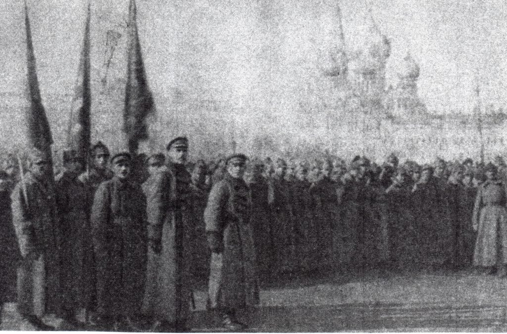 Парад на Куликовом поле в Одессе 7 ноября 1924 г. Л.А.Говоров у знамени 51-й Перекопской стрелковой дивизии им. Моссовета